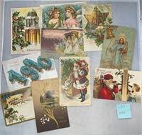 10 Christmas NYE Antique/VTG Postcards Ephemera