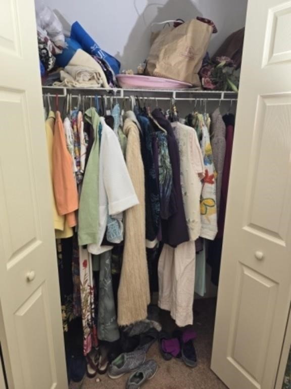 Huge closet lot of clothes shoes and more