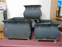 Set Of Three Tin Patio Planters