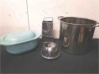 10x 9 in stock pot, a grater, vegetable steamer