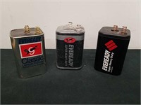 Three untested 6 volt batteries