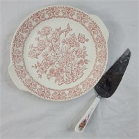 Royal China Pink floral platter with server