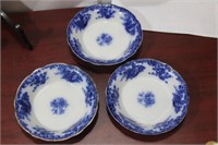 Lot of 3 Antique Burslem Flow Blue Small Bowls