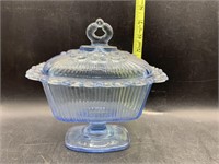 Blue glass compote