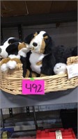 Stuffed dogs in basket