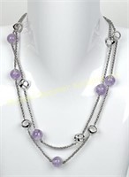 STERLING AND AMETHYST ORB GEOMETRIC NECKLACE