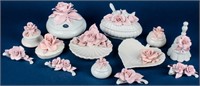 Large Lot Nuova Capodimonte Porcelain Pink Roses