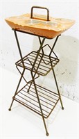 Vintage Metal & Ceramic End Table Ashtray Stand