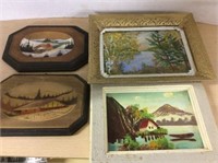 Tray with 4 small pictures