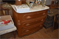 Marble Top Walnut Dresser 3 Drawer ca1865