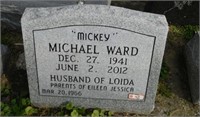 Engraved granite headstone: 21"W x 10"D x 16"H