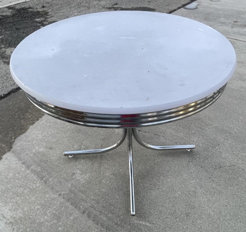 White Diner Style Round Table