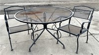 Round Wrought Iron Patio Table w/2 Chairs