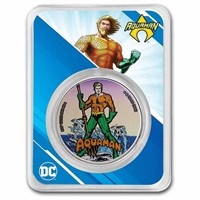 2023 Samoa 1 Oz Silver Dc Aquaman Colorized W/ Tep