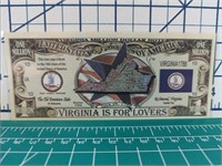 Virginia million dollar banknote