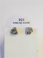 .925 Silver Skull Hand Earrings