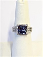 .925 Silver 5.50ct Princess Cut Tanzanite Ring S