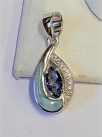 .925 Silver Tear Drop Tanzanite, & Natural