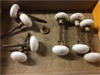 Tray with 5 porcelain door knobs