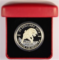 2015 1 Ounce Sabre Tooth Tiger Silver Proof.