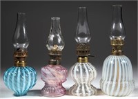 ASSORTED OPALESCENT AND SPATTER GLASS MINIATURE