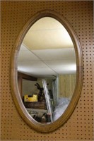 Oval Oak Framed Mirror.