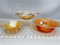 (3) carnival glass bowls