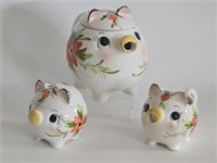 VTG CERAMIC SET-3 LITTLE PIGS-COFFEE,CREAMER.SUGAR