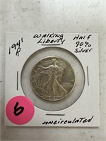 1941-P Walking Liberty Half Dollar 90% Silver