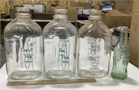 3 Glass milk bottles - 2 City Park Farms, Royal