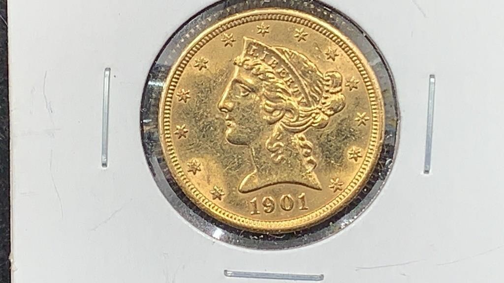 GOLD: 1901-S $5 Gold Liberty Coin