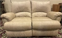 Lane Beige Leather Double Recliner Sofa