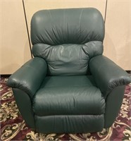 LA-Z-BOY Green Leather Swivel Recliner (A)