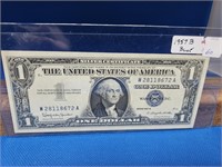 1-1957 B ONE USA DOLLAR BILL W28118672A