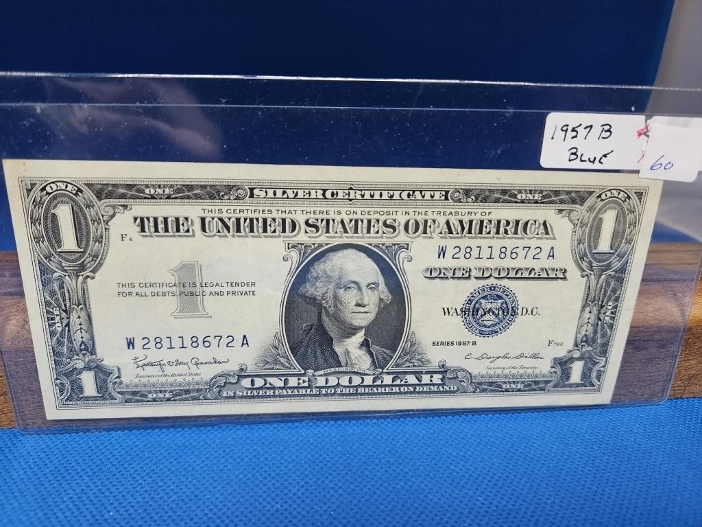 1-1957 B ONE USA DOLLAR BILL W28118672A