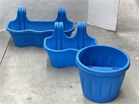 Blue Plastic Deck Railing Planters