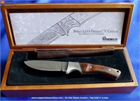 Boker Leo-Damascus V Custom Knife w/Wooden Box