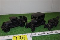 3 cast iron vehicles