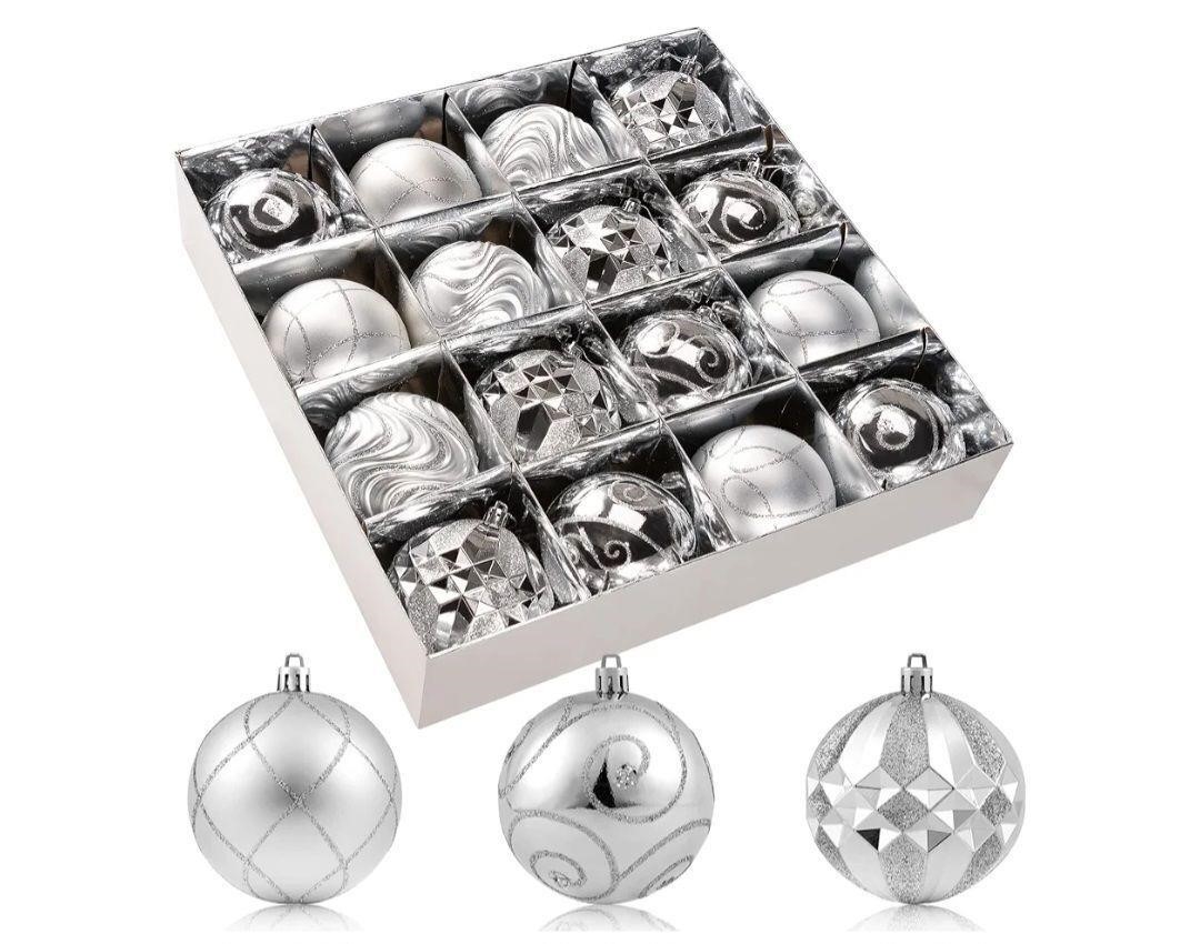 15pcs silver Christmas ball ornaments