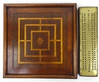 19th c. Folk Art Cribbage / Checkers / Game Board