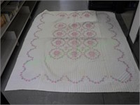 Hand Embroidered & Hand Stitched Rose Quilt