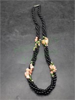 Hawaiian Glass Bead & Stone Twist Necklace 1980's