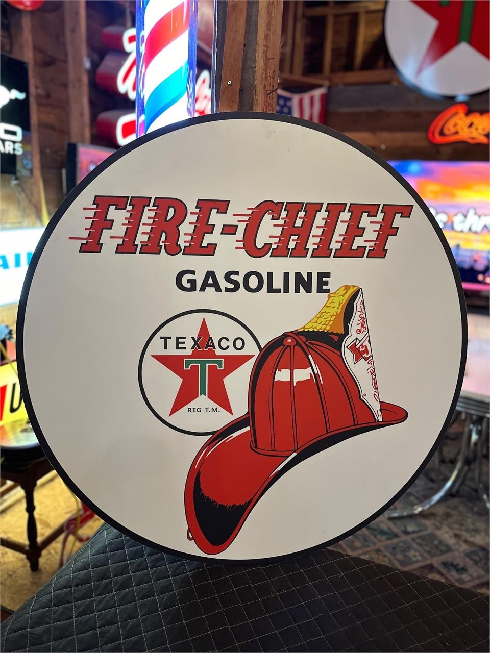 3ft Round Fire Chief Texaco Sign