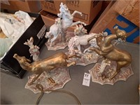 2 deer Figurines, 2 horse Figurines