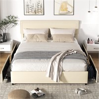 Bed Frame with 4 Storage Drawers