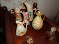 5 Pitchers, Vases, etc  RS, Bohemian, etc