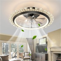 22.8 Black Dimmable LED Crystal Ceiling Fan