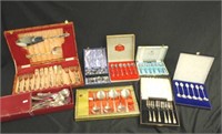 Nine various cased silver plate cutlery sets