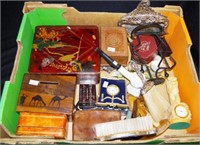 Box of various vintage cameras and accessories