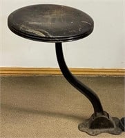 INTERESTING EARLY 1900'S CAST STOOL W WOODEN SEAT